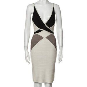 HERVE LEGER V-Neck Knee-Length Dress​​​​​